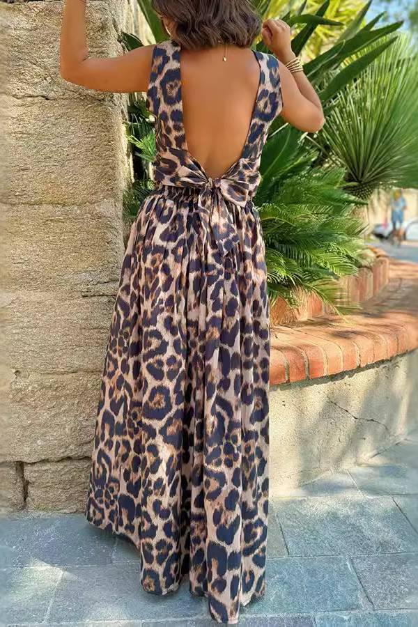 Casual leopard print two piece suit