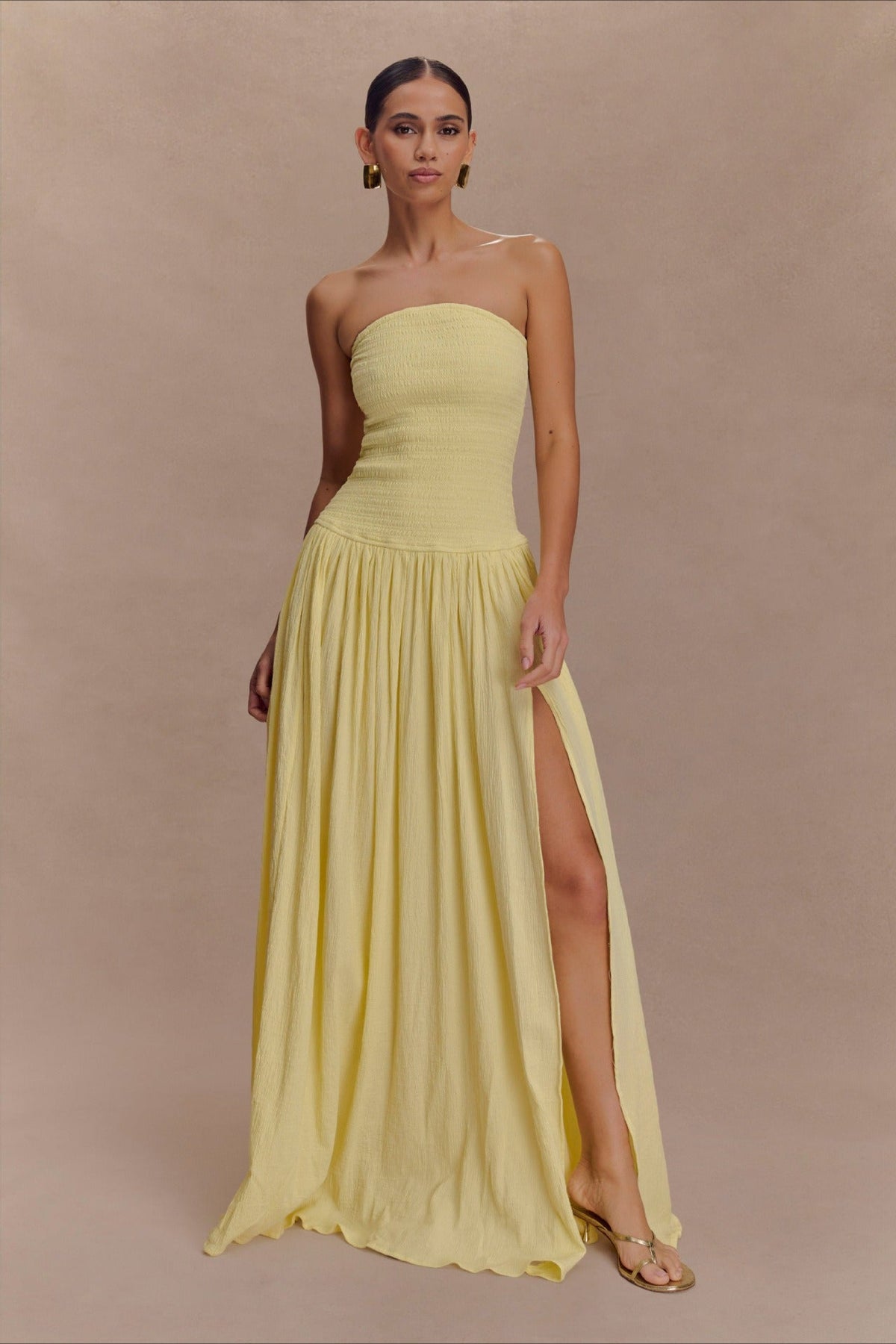 Solid Color Sleeveless Backless Ruched Corset Maxi Prom Dress