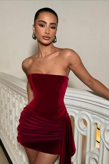 Strapless Velvet Bodycon Mini Dress