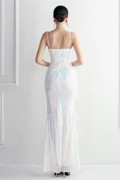 Intricate Beadwork Figure Hugging Gown Formal Dress