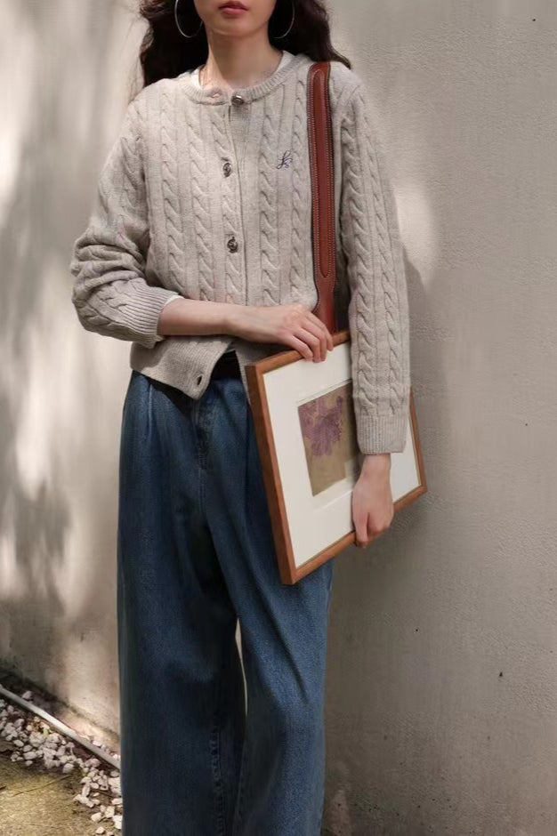 Fine Gauge Merino Cable Cardigan