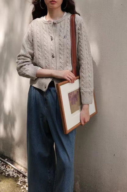Fine Gauge Merino Cable Cardigan