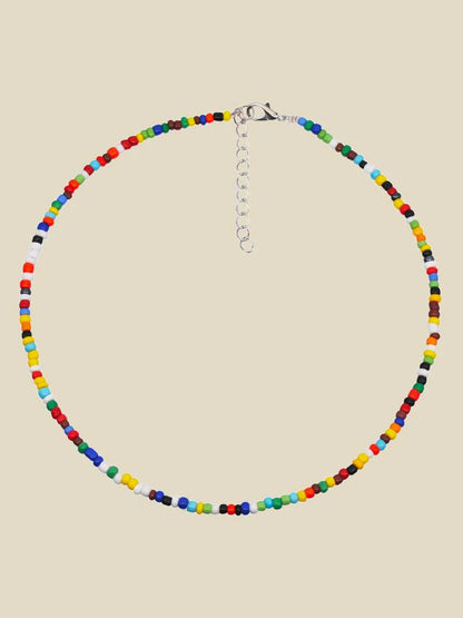 Sally Rainbow Millet Beads Pearl Necklace Set