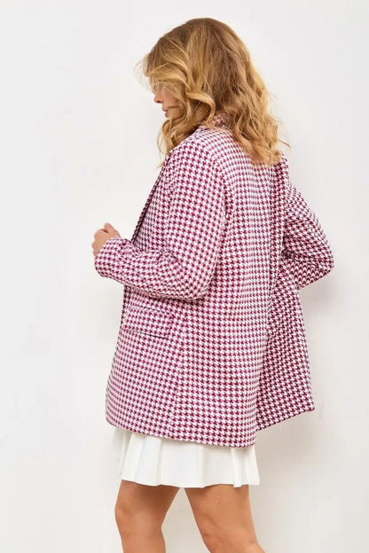 Casual Tweed Houndstooth Blazer