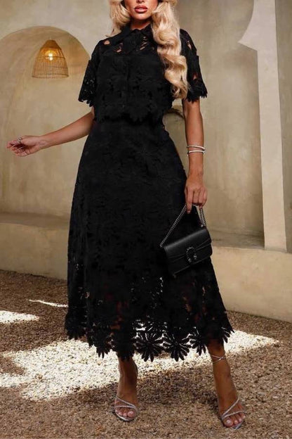 Elegant Lace Midi Skirt