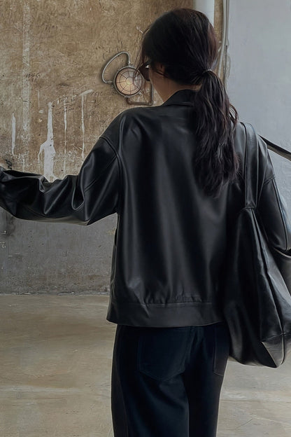 Relaxed Fit Motorcycle Style Jacket