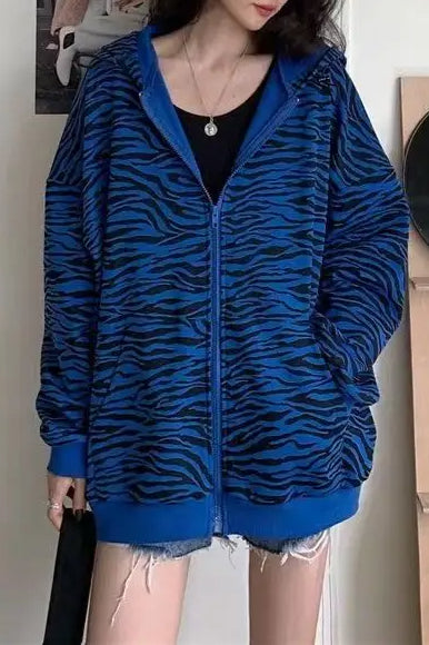 Zebra Print Slim Fit Hoodie