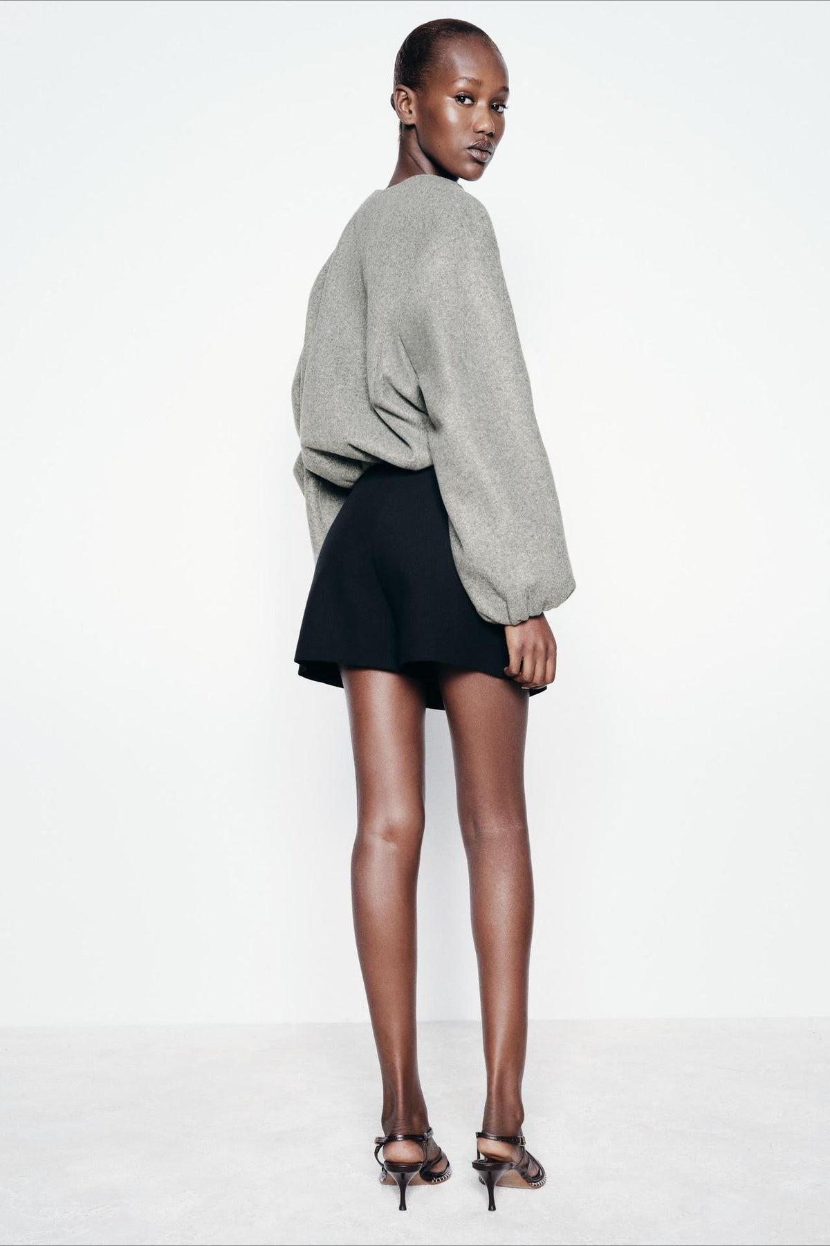 Faux Wool Short Zip Bomber Jacket
