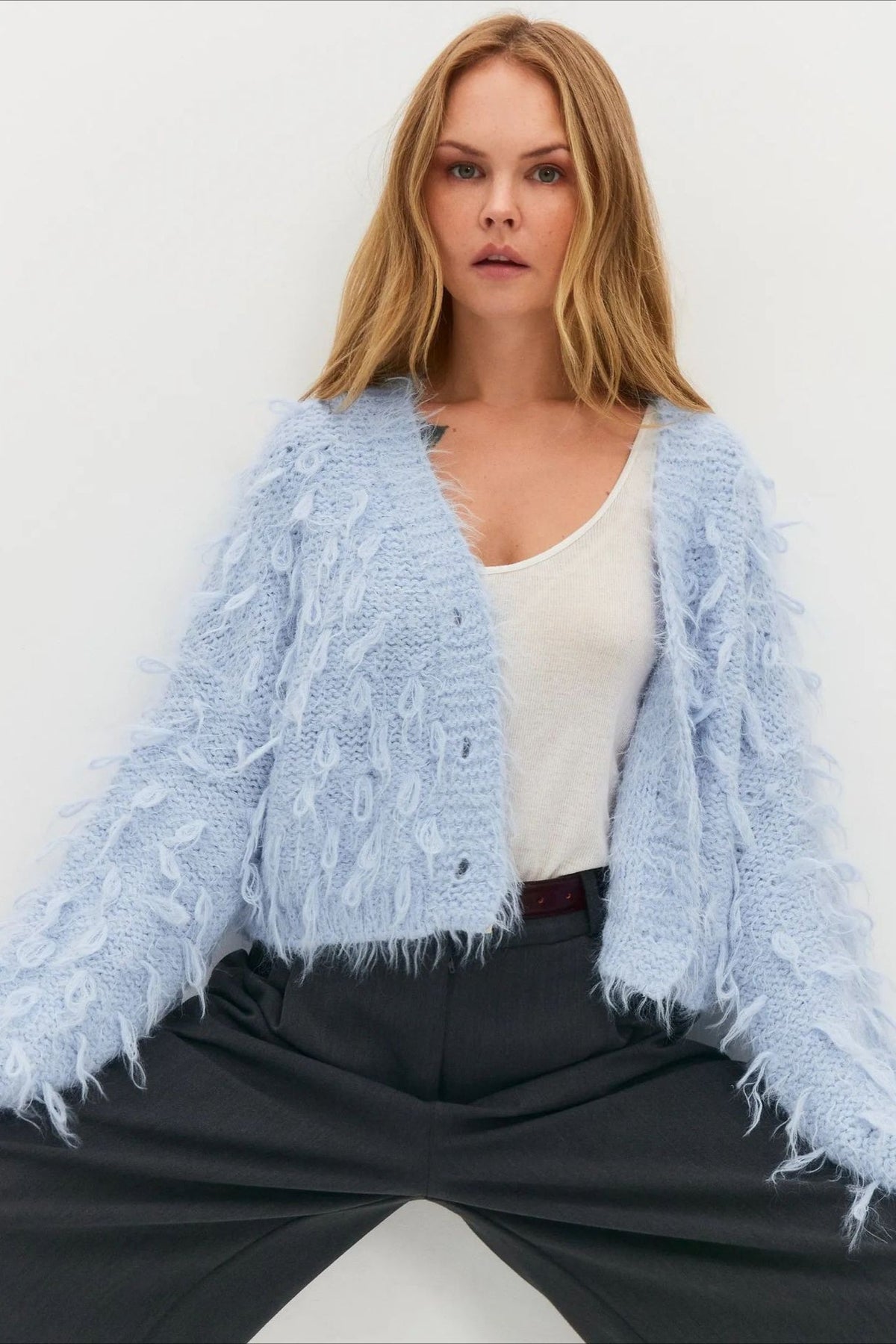 Slouchy V-Neck Tasseled Loose Solid Sweater