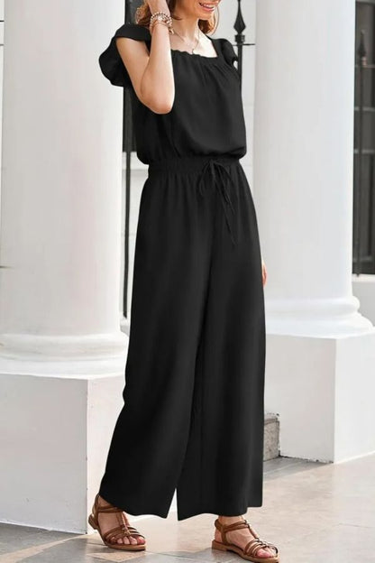 Women's Ruffle Sleeve Solid Color One Piece Jumpsuit