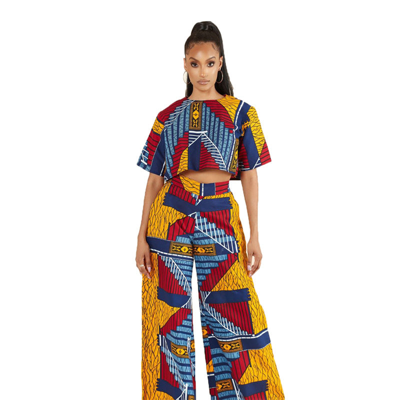Summer Suit Women Casual Ethnic Women Clothing Spring Short Sleeve T-shirt Women
