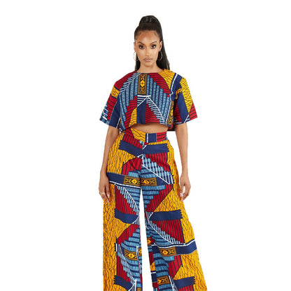 Summer Suit Women Casual Ethnic Women Clothing Spring Short Sleeve T-shirt Women