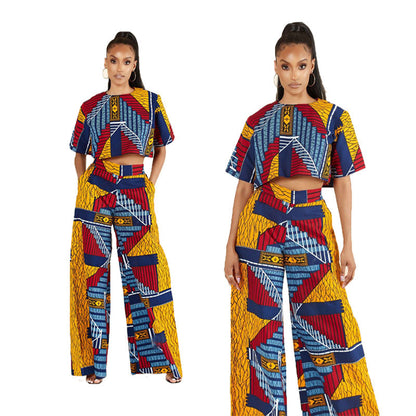 Summer Suit Women Casual Ethnic Women Clothing Spring Short Sleeve T-shirt Women