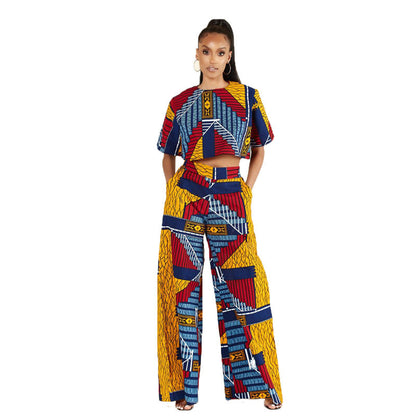 Summer Suit Women Casual Ethnic Women Clothing Spring Short Sleeve T-shirt Women