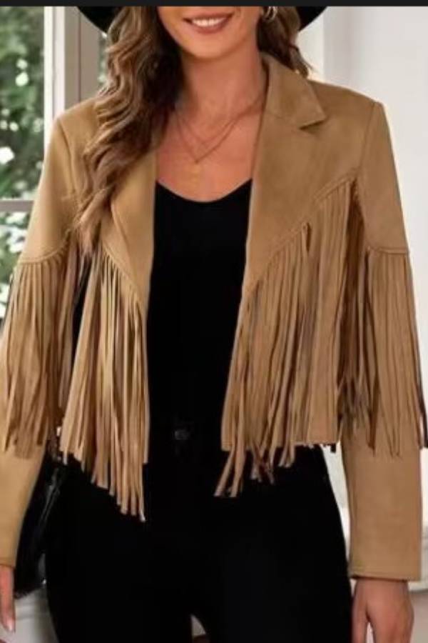 American retro tassel cropped jacket