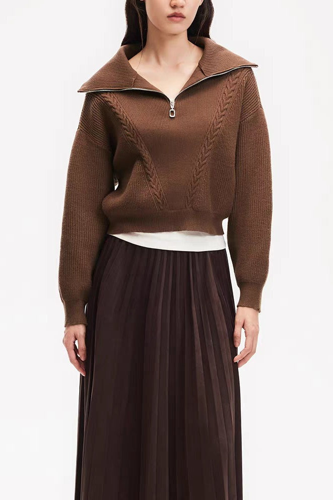 Short Cable Knit Pullover Sweater