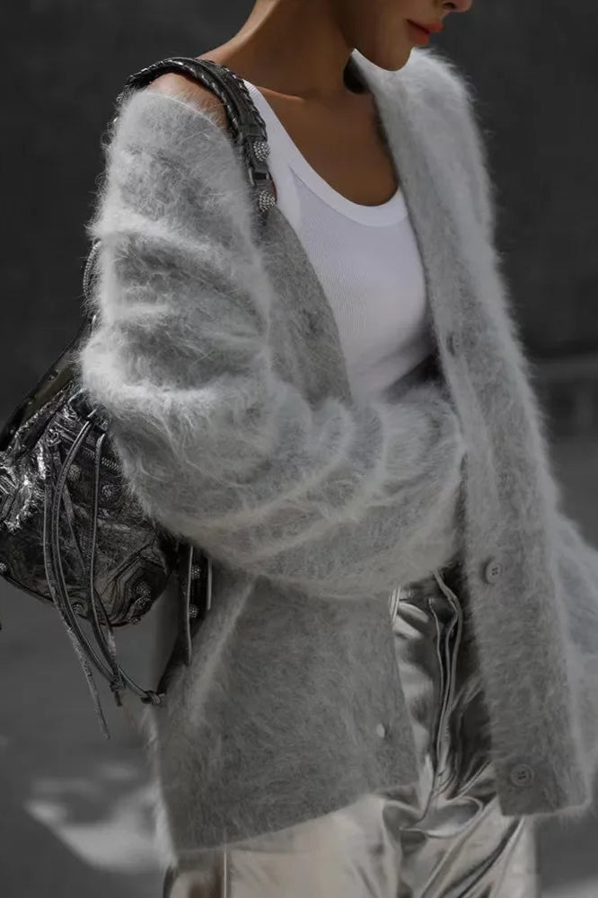 Oversized V-Neck Knit Cardigan
