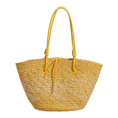 Gradient Woven Straw Tote Bag
