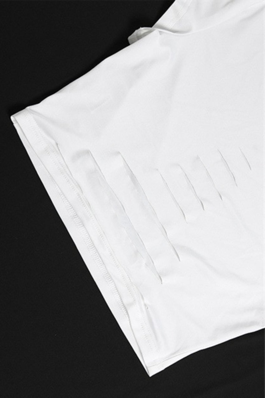 Slashed Front Cropped Short Sleeve Tee