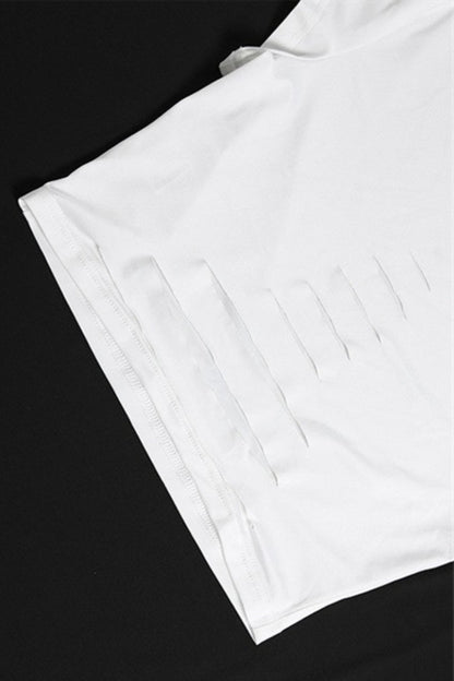 Slashed Front Cropped Short Sleeve Tee