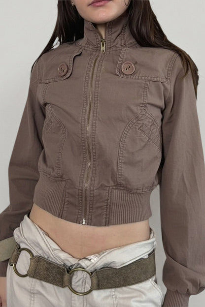 Utility Stand Collar Cropped Jacket