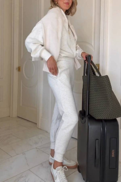 Half-zip sweatshirt and cropped pants set
