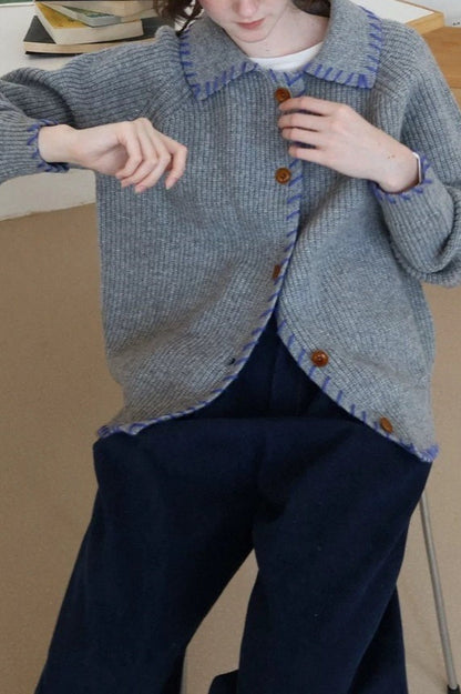 Iceland Blue Heavyweight Wool Cardigan