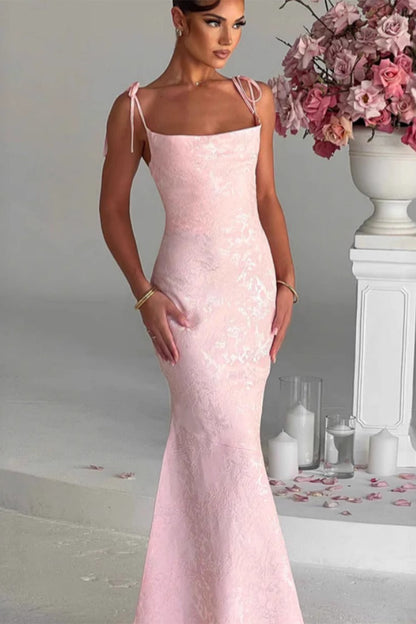 Solid Sash Backless Mermaid Formal Dress