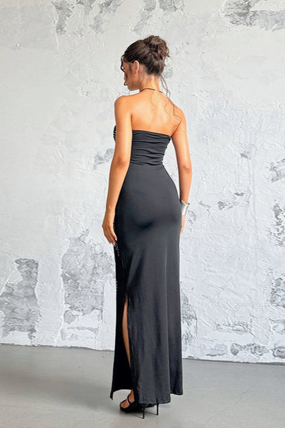 Strapless Rhinestone Maxi Birthday Dress