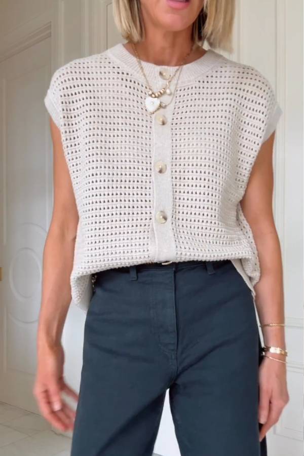 Women's Pointelle Sweater Vest