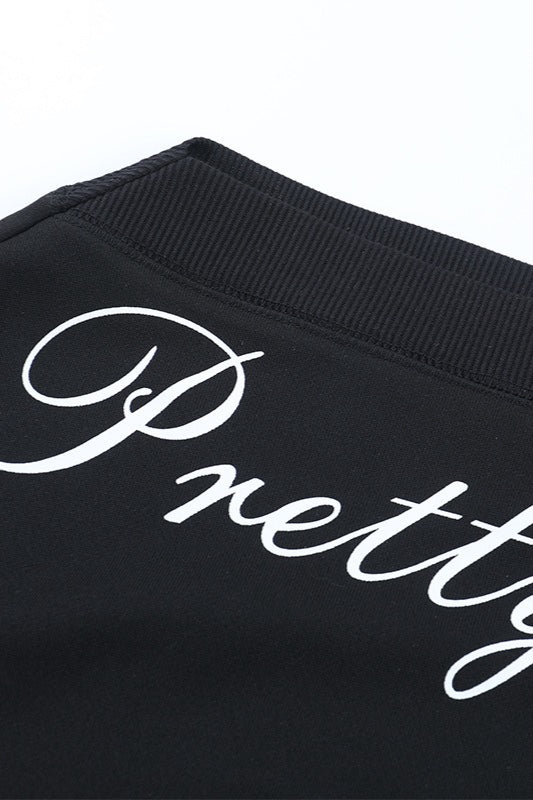 Script Print Off Shoulder Cropped Tee