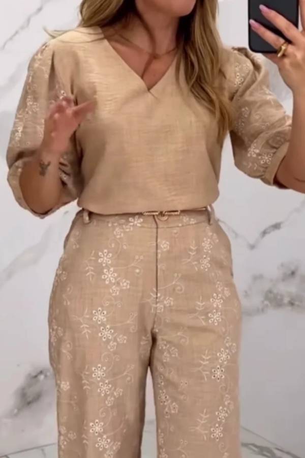 Embroidery texture patchwork suit