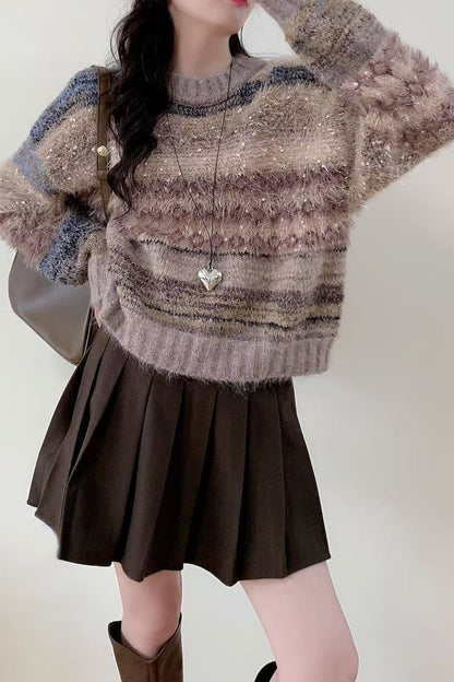 Gradient Color Long Sleeve Knit Sweater