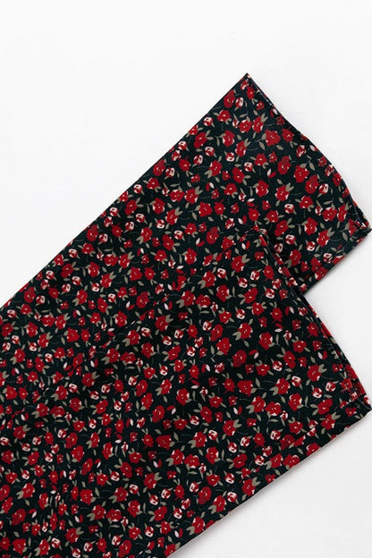Side Slit Deep V Neck Tie Waist Floral Maxi Dress