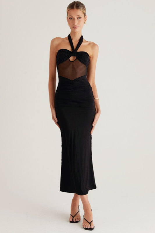 Sheer Halter Backless Birthday Dress