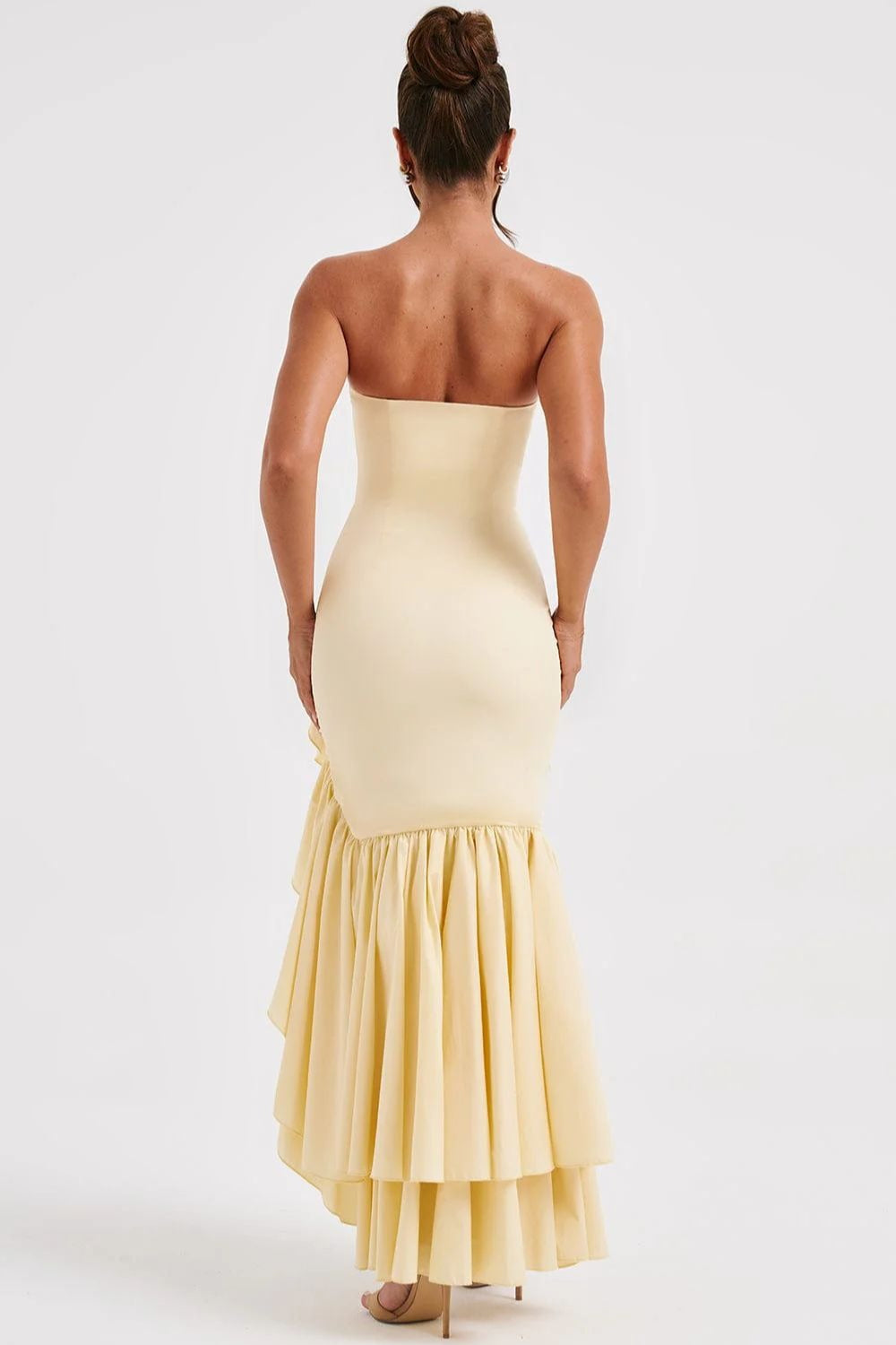 Elegant Strapless Slit Backless Maxi Birthday Dress