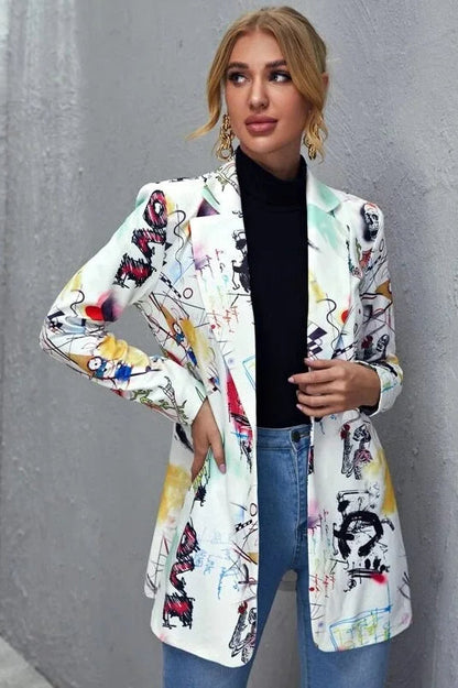 Graffiti Print Vintage Blazer