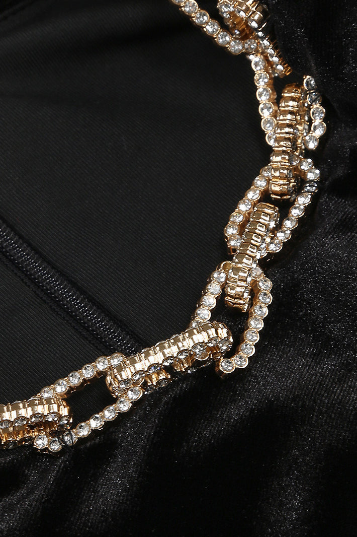 Cut Out Velvet Bodycon Party Dress