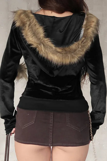 Gothic Velvet Streetwear Hoodie