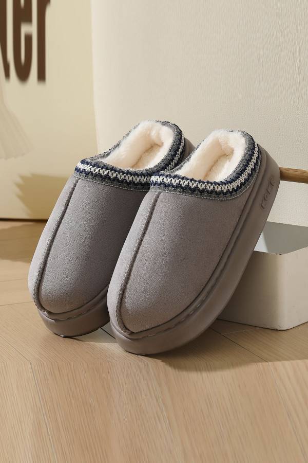 Plush platform warm slippers