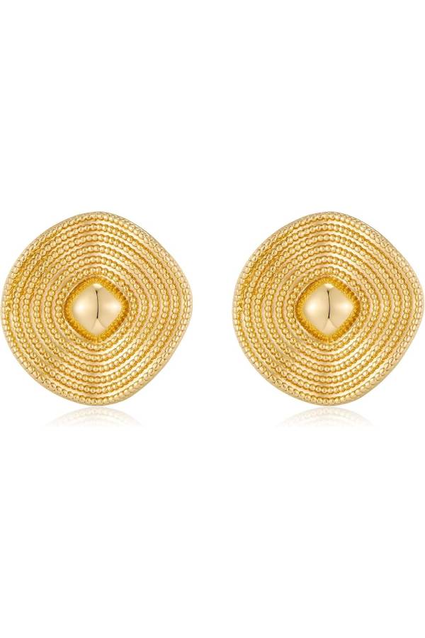 Retro Textured Concentric Circle Square Earrings