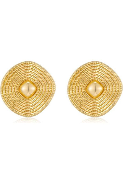 Retro Textured Concentric Circle Square Earrings