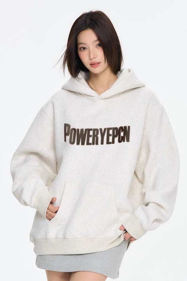 Letter Graphic Oversized Fleece Hoodie