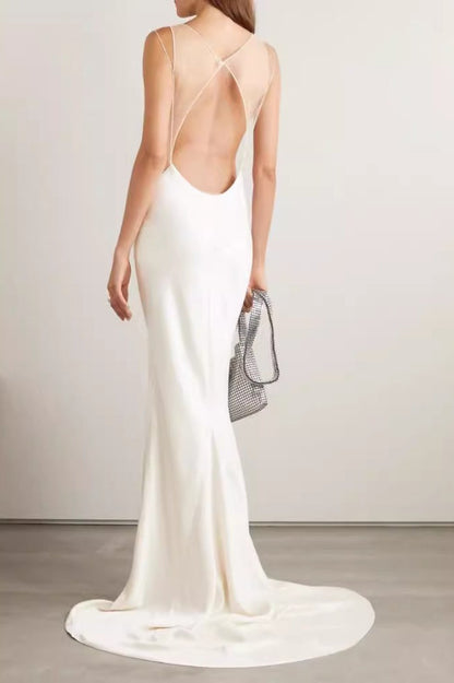 Corset Strapless Open Back Reception Dress