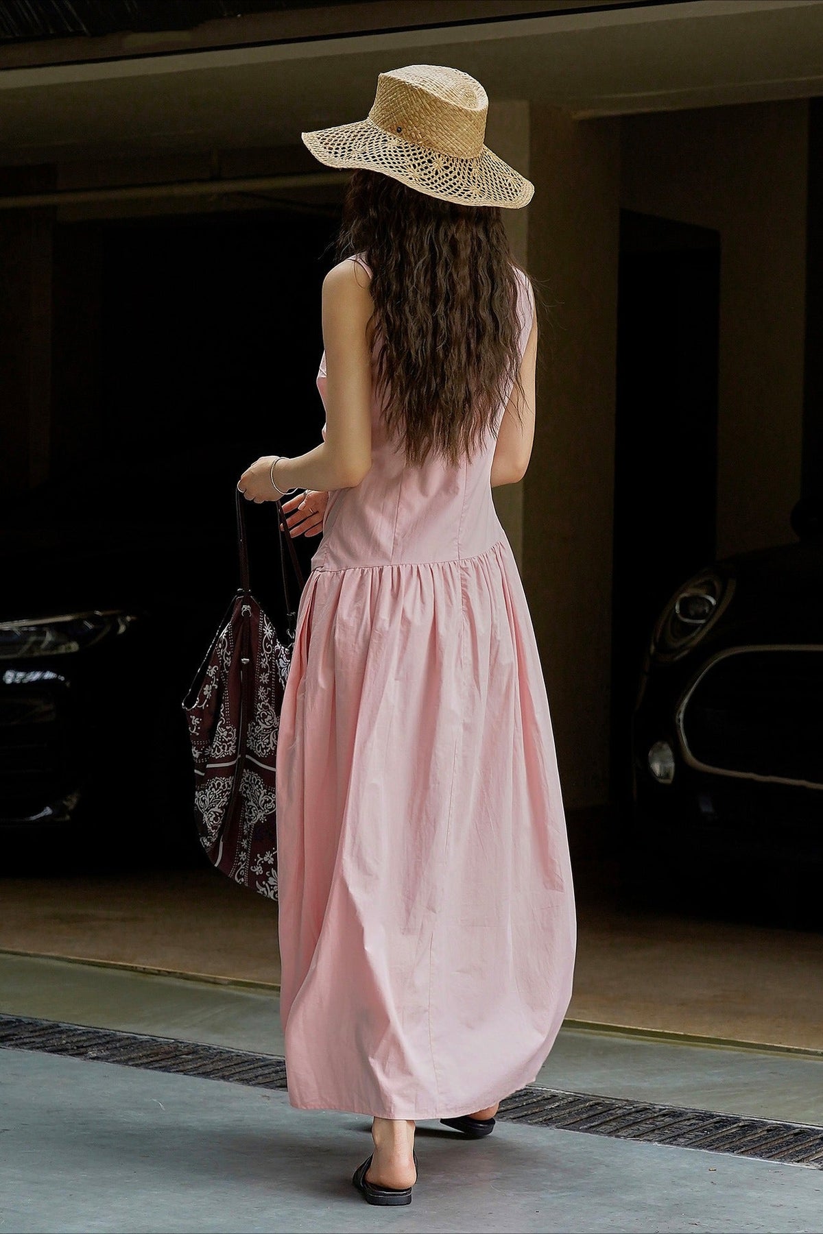 Pleated Tie Strap Lightweight Boho Dress