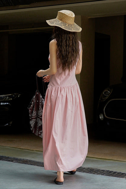 Pleated Tie Strap Lightweight Boho Dress