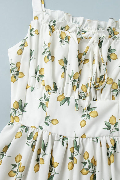 Low Neck Strap High Waist Slit Floral Dress