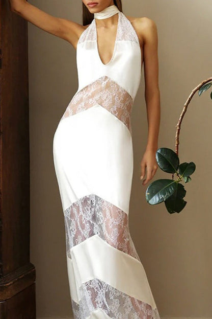 Elegant Cowl Neck Backless Reception Dress