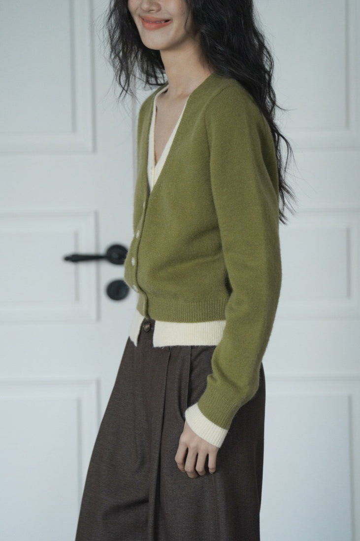 Layered Green Relaxed Cardigan