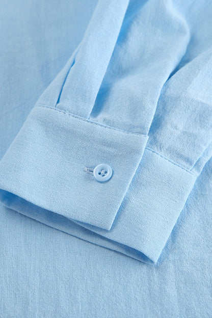 Relaxed Linen Blend Blouse Wide Leg Two Piece Pants Set